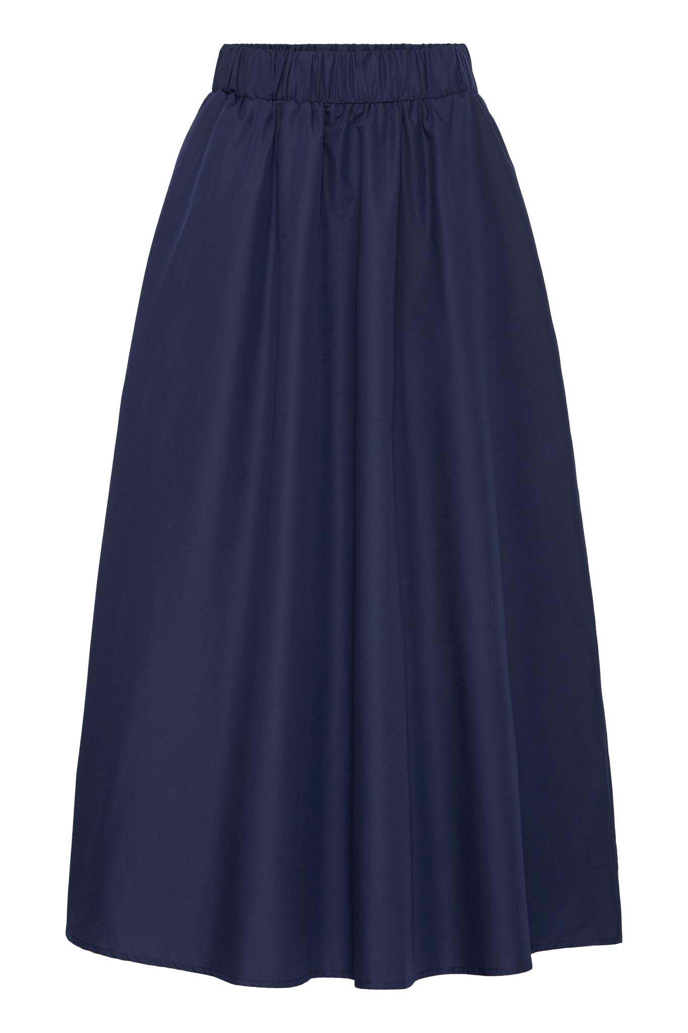 A - Linien - Midirock in Dunkelblau mit Gummibund - Blossom Hair & Fashion