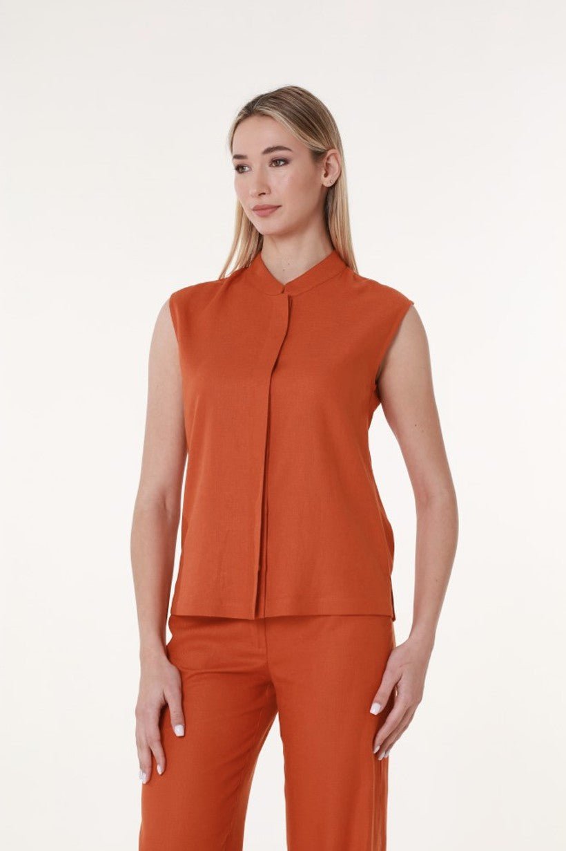 Ärmellose Bluse aus Leinen - Bambus – Perfekt für Damen - Blossom Hair & Fashion