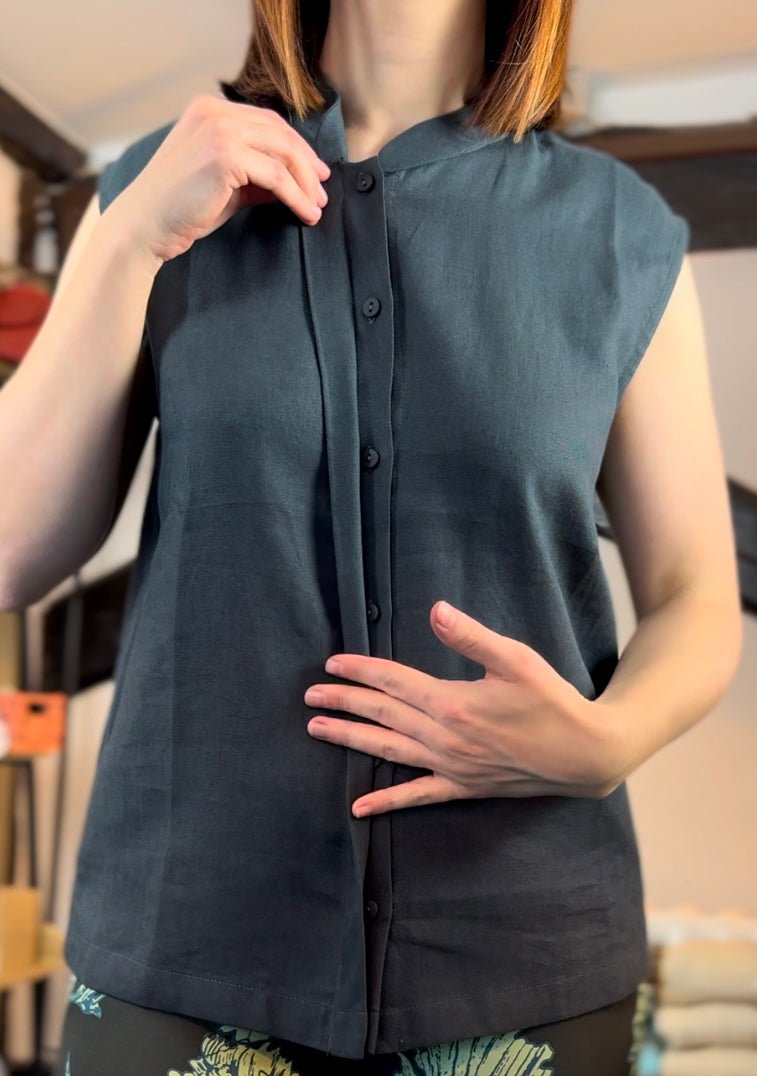 Ärmellose Bluse aus Leinen - Bambus – Perfekt für Damen - Blossom Hair & Fashion