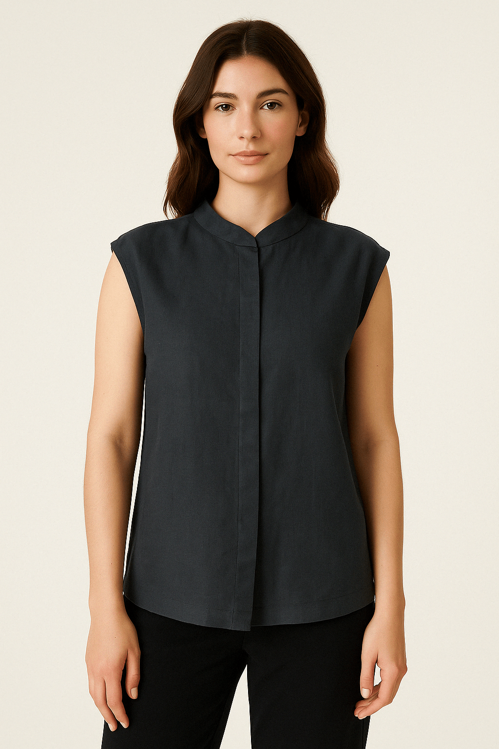 Ärmellose Bluse aus Leinen-Bambus – Perfekt für Damen