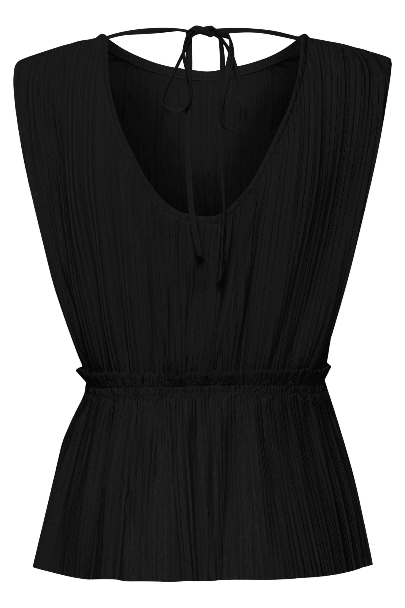 Ärmelloses Plissee - Top in Schwarz - Blossom Hair & Fashion