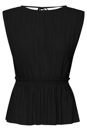 Ärmelloses Plissee - Top in Schwarz - Blossom Hair & Fashion