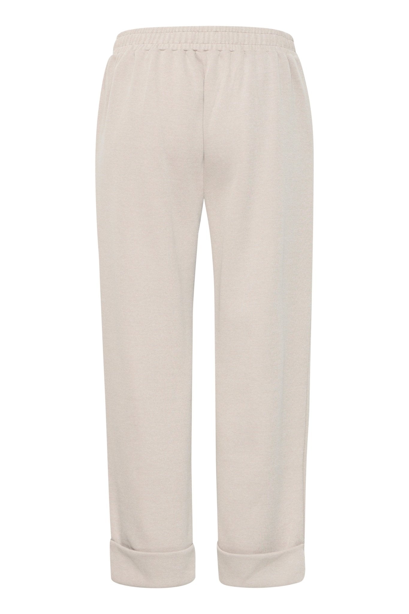 Bequeme Damenhose in Beige mit Umschlag und elastischem Bund - Blossom Hair & Fashion