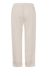 Bequeme Damenhose in Beige mit Umschlag und elastischem Bund - Blossom Hair & Fashion