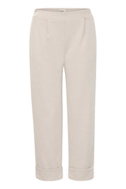 Bequeme Damenhose in Beige mit Umschlag und elastischem Bund - Blossom Hair & Fashion