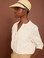 Blusa Bordada de manga corta - Blossom Hair & Fashion