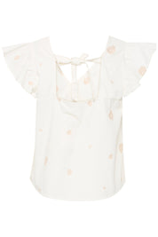 Bluse mit Stickerei, Volantärmeln & Rückenbindung - Blossom Hair & Fashion