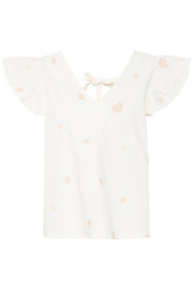 Bluse mit Stickerei, Volantärmeln & Rückenbindung - Blossom Hair & Fashion