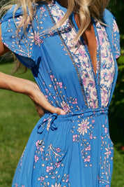 Boho Maxikleid mit Blumen - Print aus 100% Viskose - Blossom Hair & Fashion