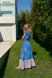 Boho Maxikleid mit Blumen - Print aus 100% Viskose - Blossom Hair & Fashion