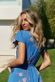 Boho Maxikleid mit Blumen - Print aus 100% Viskose - Blossom Hair & Fashion