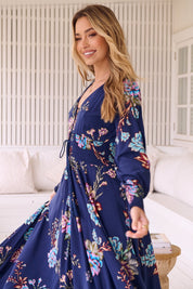 Boho Maxikleid mit floralen Details aus 100% Viskose - Blossom Hair & Fashion