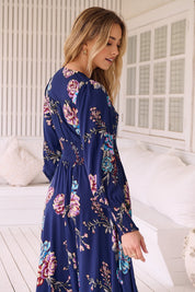 Boho Maxikleid mit floralen Details aus 100% Viskose - Blossom Hair & Fashion