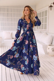 Boho Maxikleid mit floralen Details aus 100% Viskose - Blossom Hair & Fashion