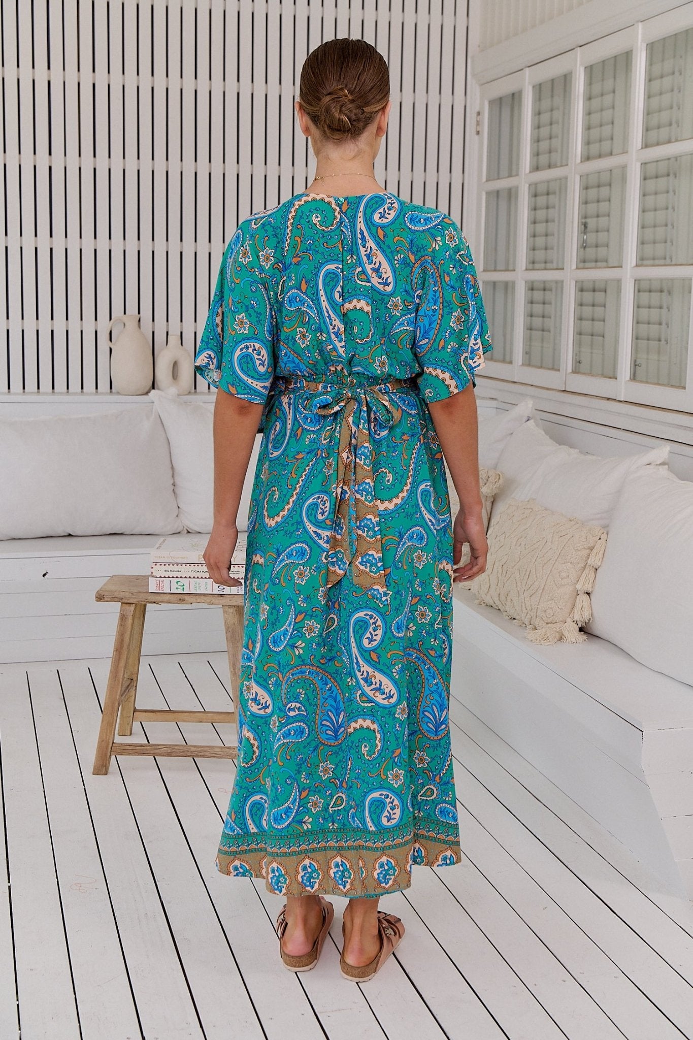 Boho Maxikleid Türkis mit Paisley - Muster – Luftig & Feminin für den Sommer - Blossom Hair & Fashion