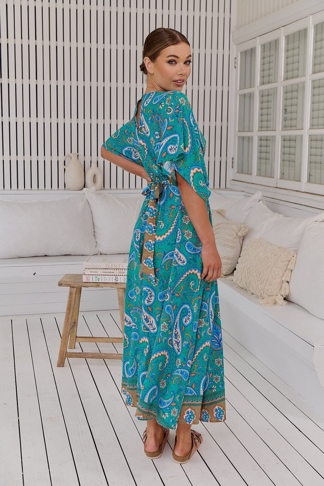 Boho Maxikleid Türkis mit Paisley - Muster – Luftig & Feminin für den Sommer - Blossom Hair & Fashion