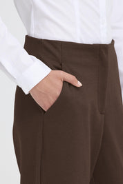 Braune Stoffhose high waist ankle length - Blossom Hair & Fashion