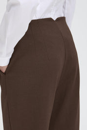 Braune Stoffhose high waist ankle length - Blossom Hair & Fashion