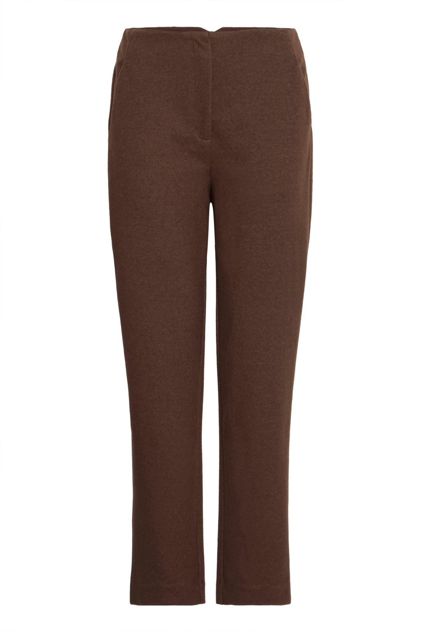 Braune Stoffhose high waist ankle length - Blossom Hair & Fashion