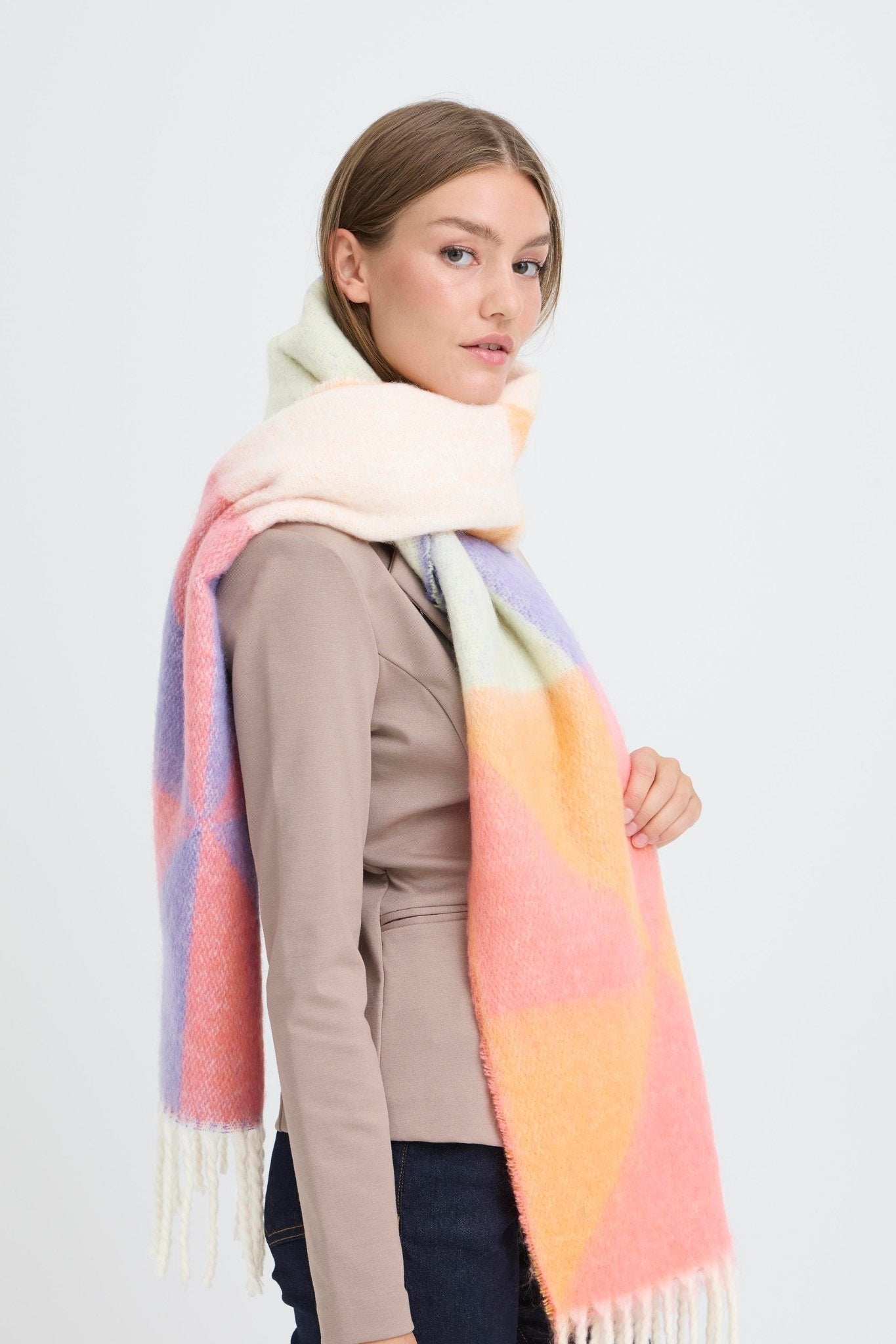 Bunter Damen Schal mit Fransen - Blossom Hair & Fashion