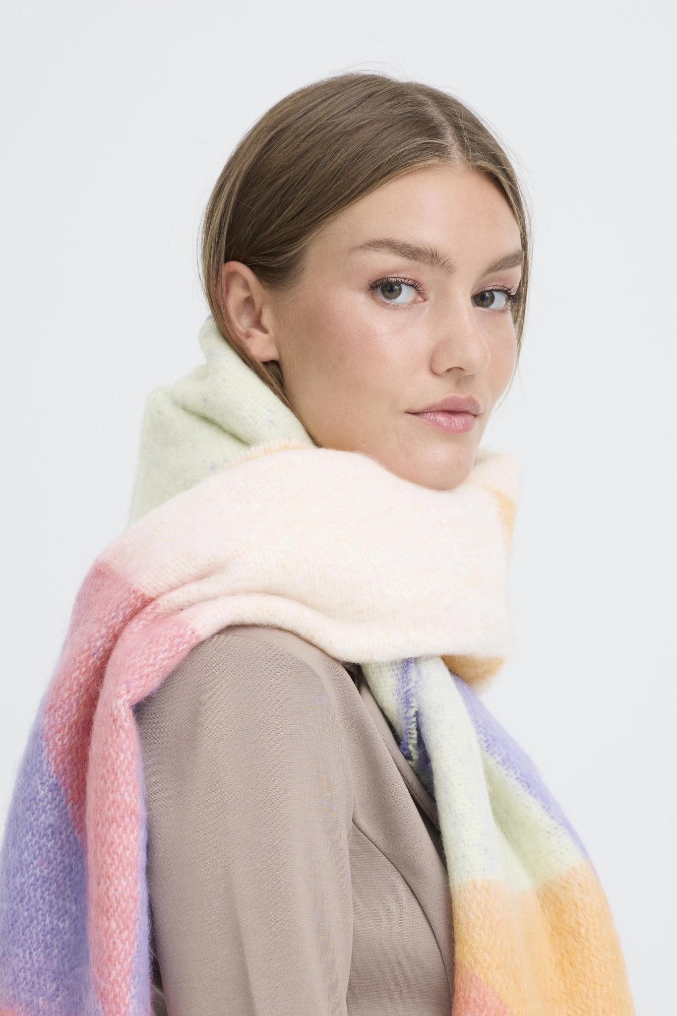 Bunter Damen Schal mit Fransen - Blossom Hair & Fashion