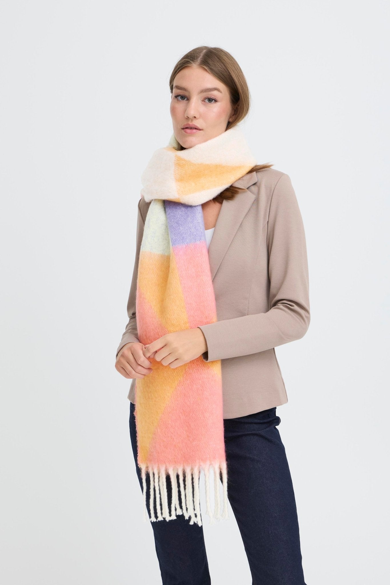 Bunter Damen Schal mit Fransen - Blossom Hair & Fashion