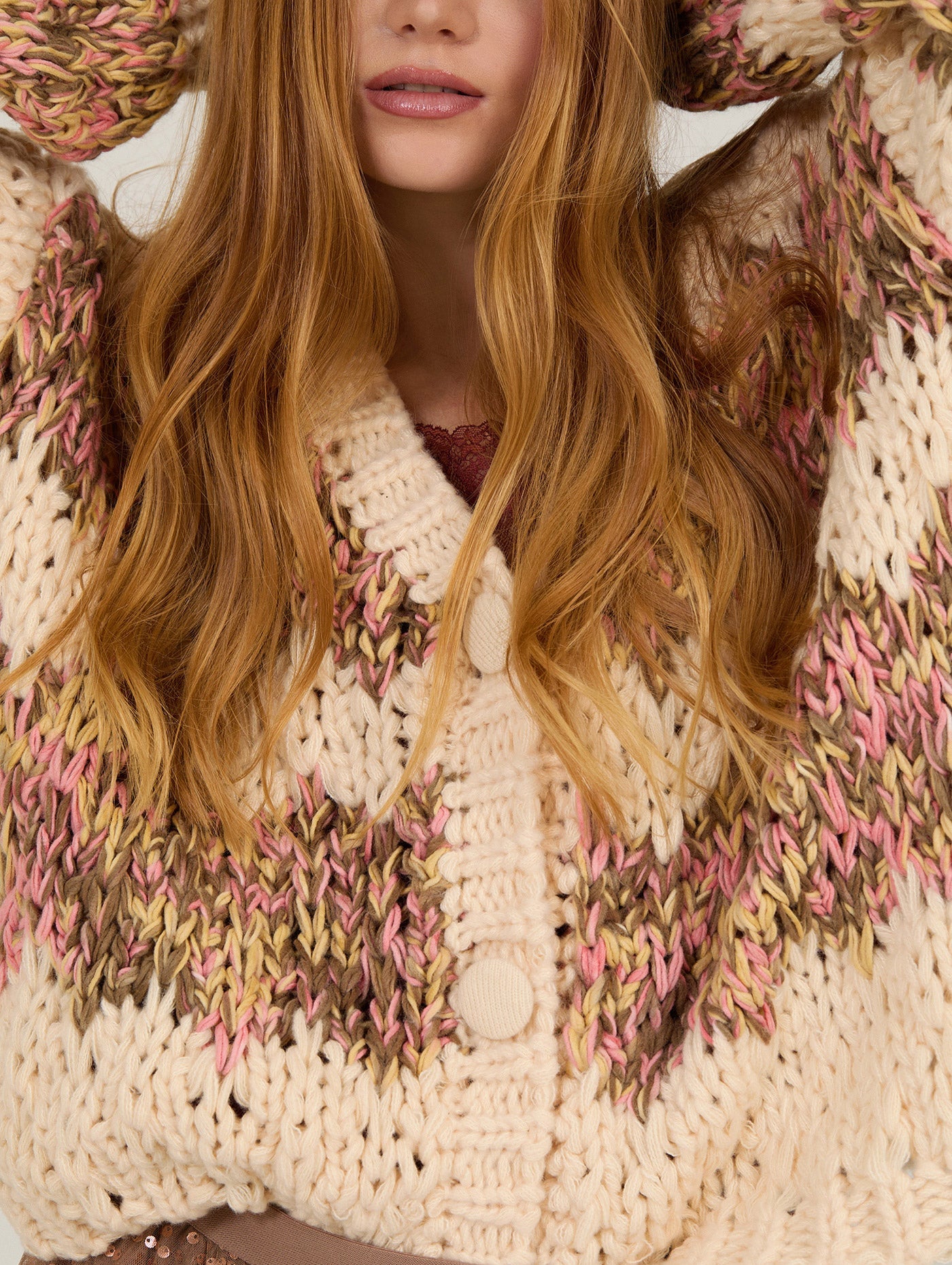 Chunky Strickcardigan multicolor - Blossom Hair & Fashion