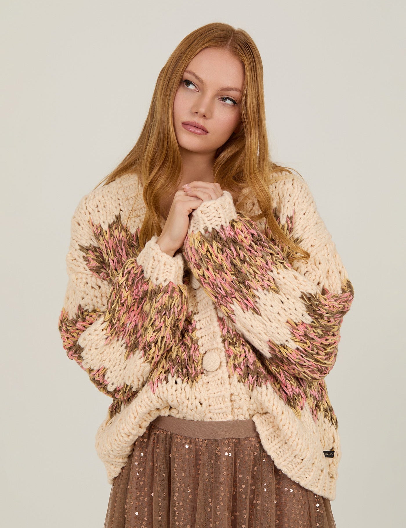 Chunky Strickcardigan multicolor - Blossom Hair & Fashion