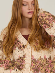 Chunky Strickcardigan multicolor - Blossom Hair & Fashion
