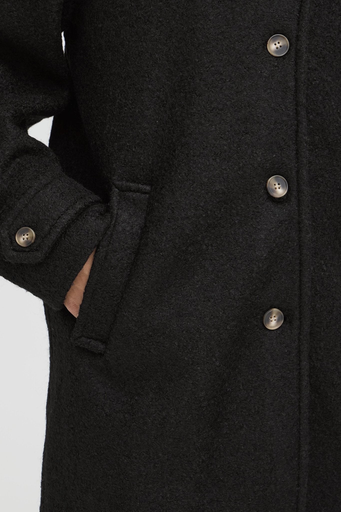 Damen Wollmantel Schwarz oder Creme – Regular Fit - Blossom Hair & Fashion