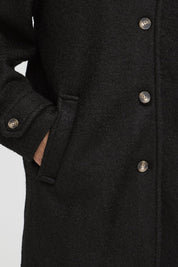 Damen Wollmantel Schwarz oder Creme – Regular Fit - Blossom Hair & Fashion