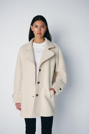 Damen Wollmantel Schwarz oder Creme – Regular Fit - Blossom Hair & Fashion