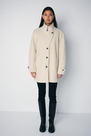 Damen Wollmantel Schwarz oder Creme – Regular Fit - Blossom Hair & Fashion