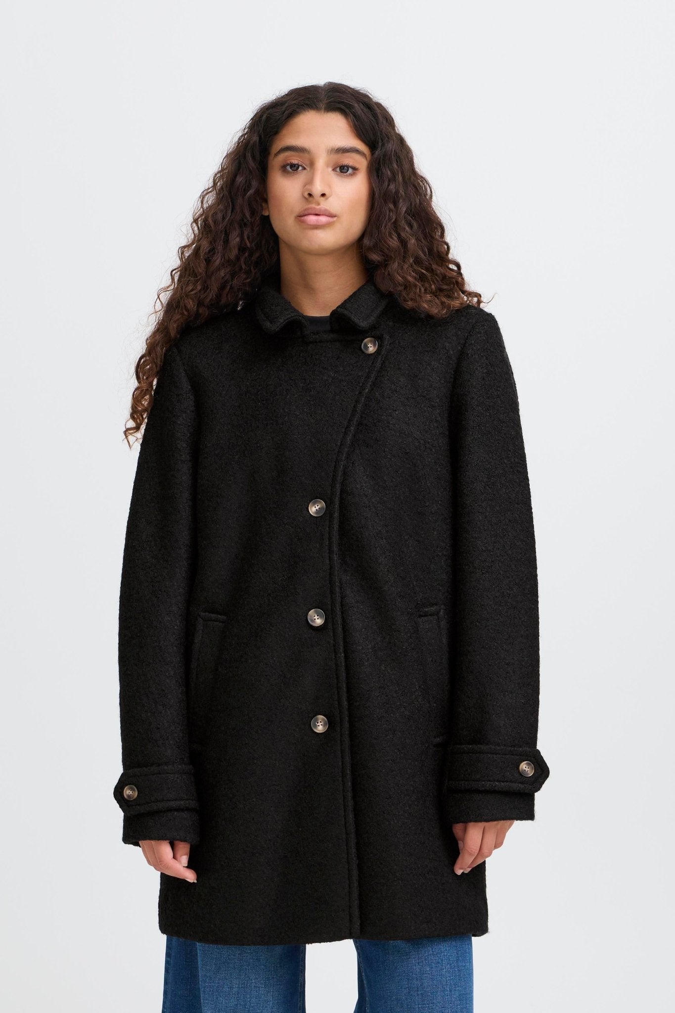 Damen Wollmantel Schwarz oder Creme – Regular Fit - Blossom Hair & Fashion