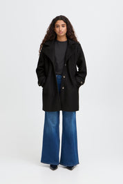 Damen Wollmantel Schwarz oder Creme – Regular Fit - Blossom Hair & Fashion