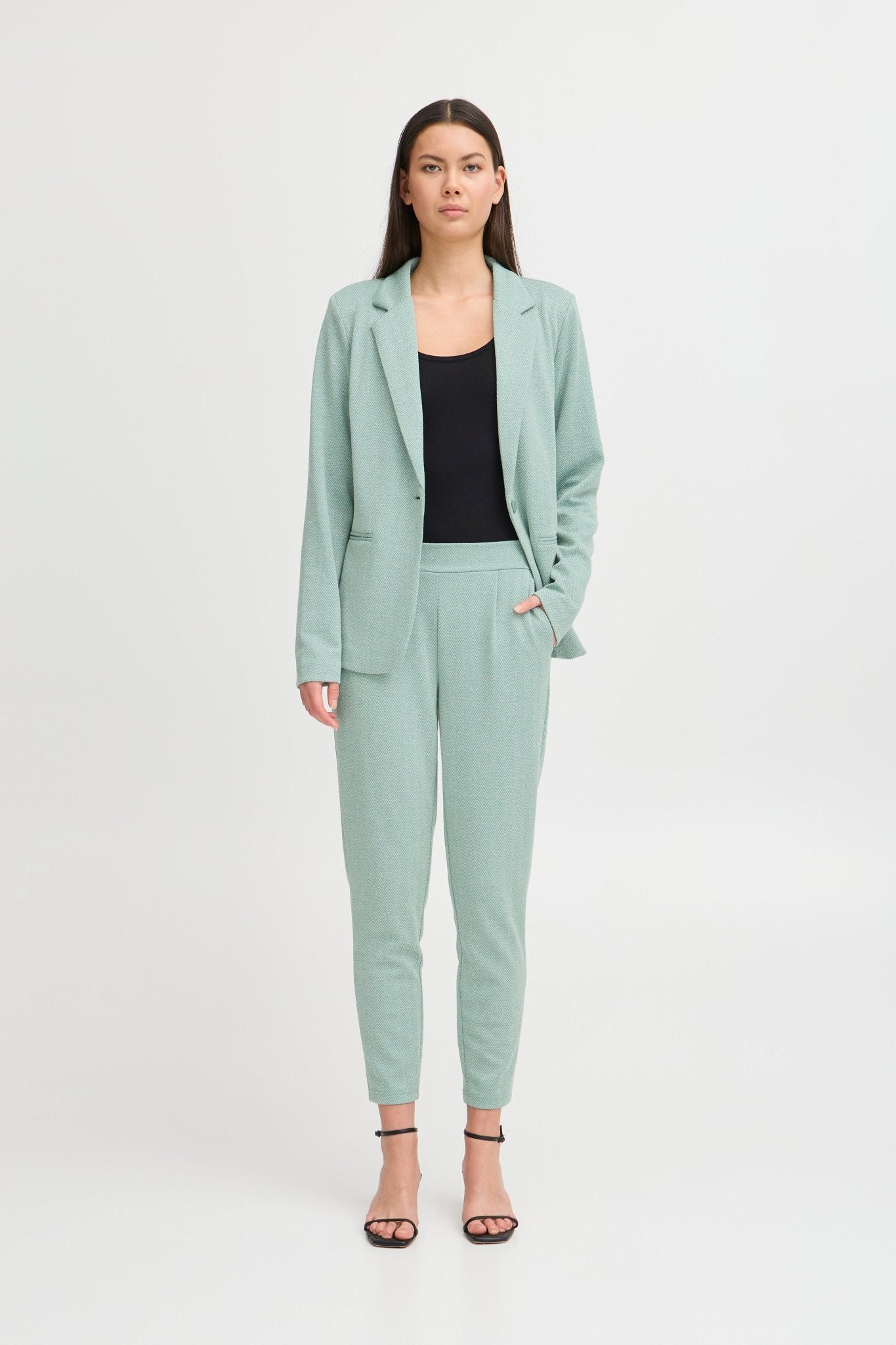 Elegante Hose mit elastischem Bund in Beryl Green - Blossom Hair & Fashion