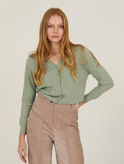 Feinstrick Cardigan langarm in Salbeigrün - Blossom Hair & Fashion