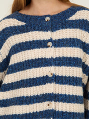 Gestreifter Strickcardigan langarm in Blau oder Rot - Blossom Hair & Fashion