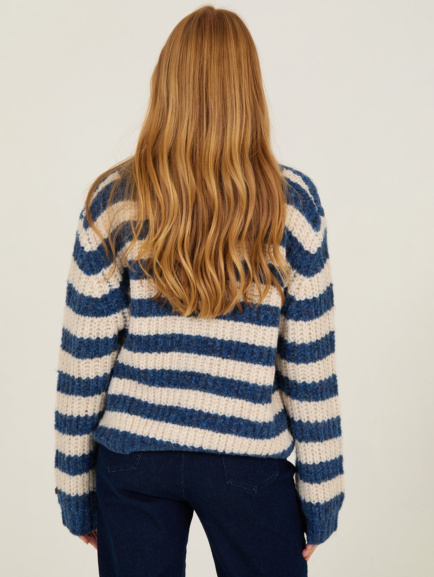 Gestreifter Strickcardigan langarm in Blau oder Rot - Blossom Hair & Fashion