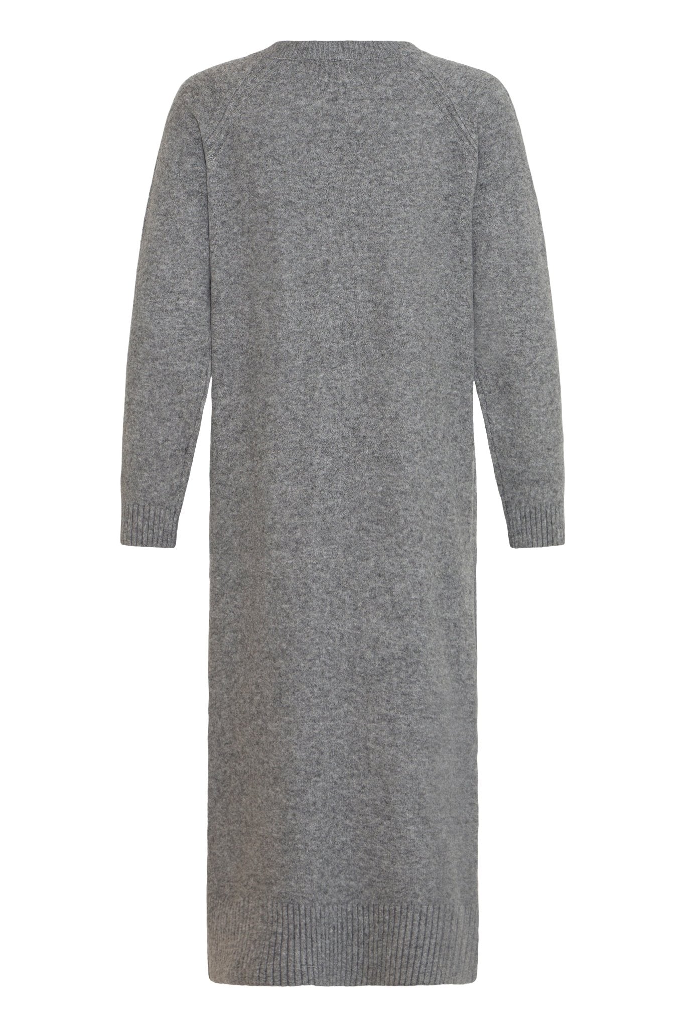 Graues Strickkleid Midi mit langen Ärmeln - Blossom Hair & Fashion