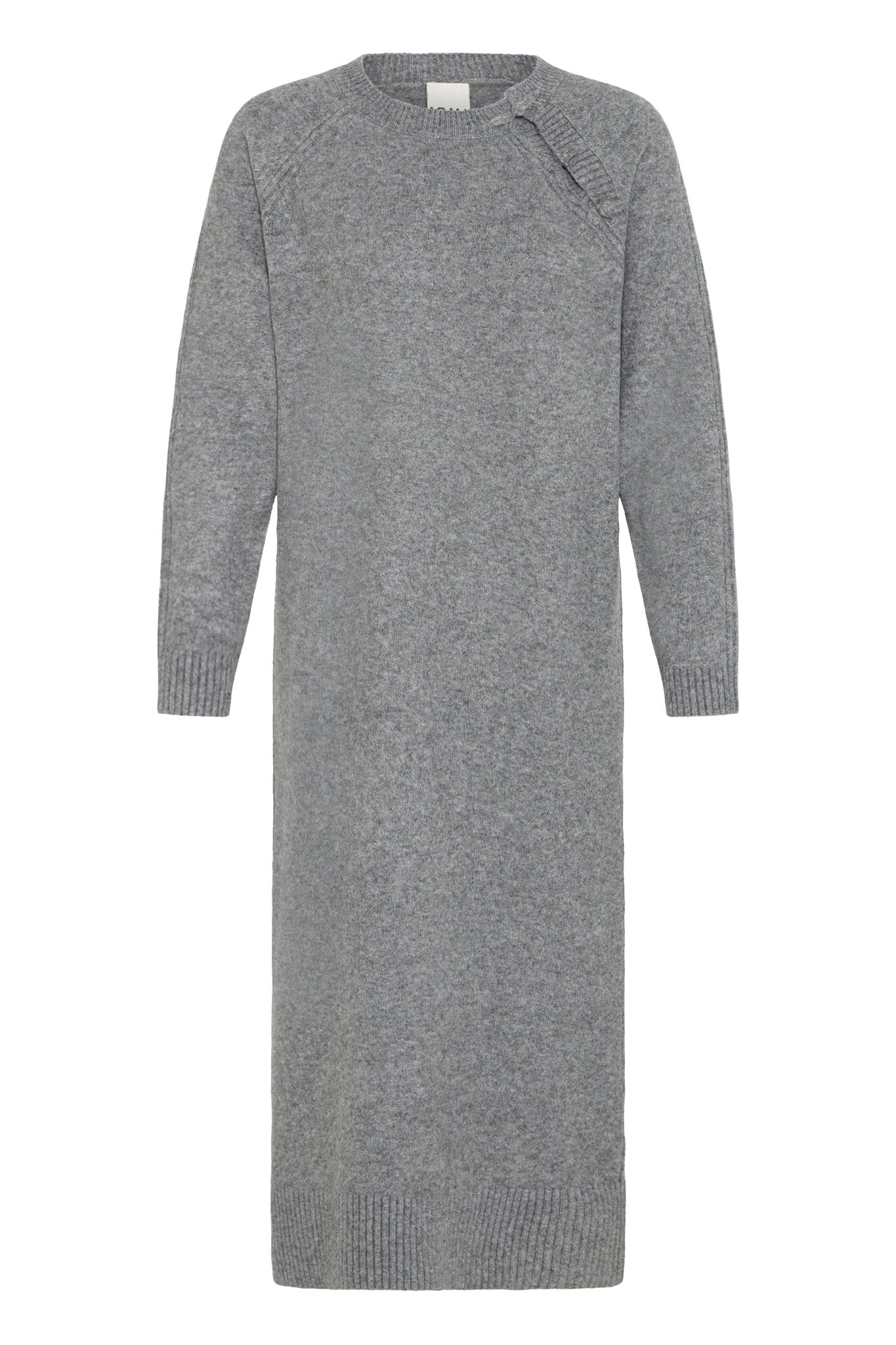 Graues Strickkleid Midi mit langen Ärmeln - Blossom Hair & Fashion
