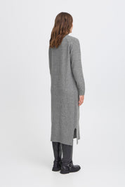 Graues Strickkleid Midi mit langen Ärmeln - Blossom Hair & Fashion