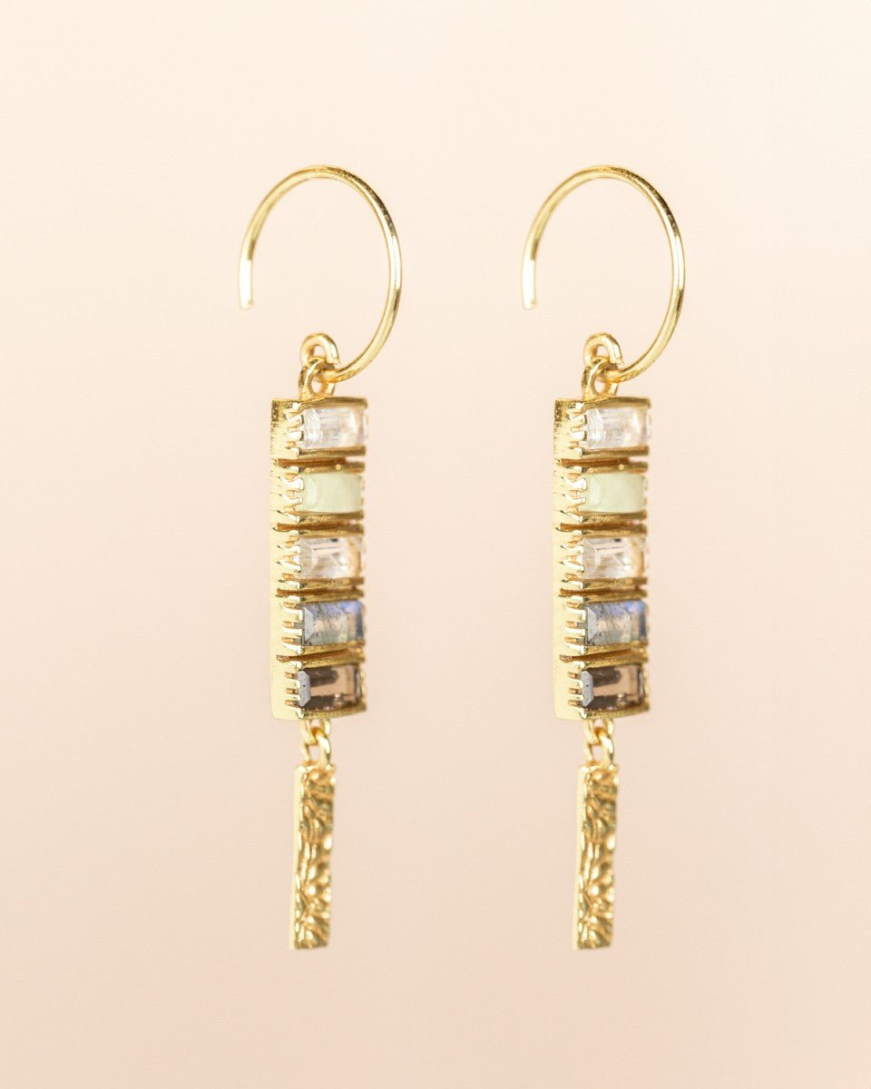 Hängeohrringe mit White Moonstone in Goldoptik - Blossom Hair & Fashion