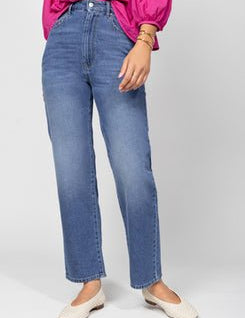 High - Waist Jeans mit geradem Bein aus Baumwolle - Blossom Hair & Fashion