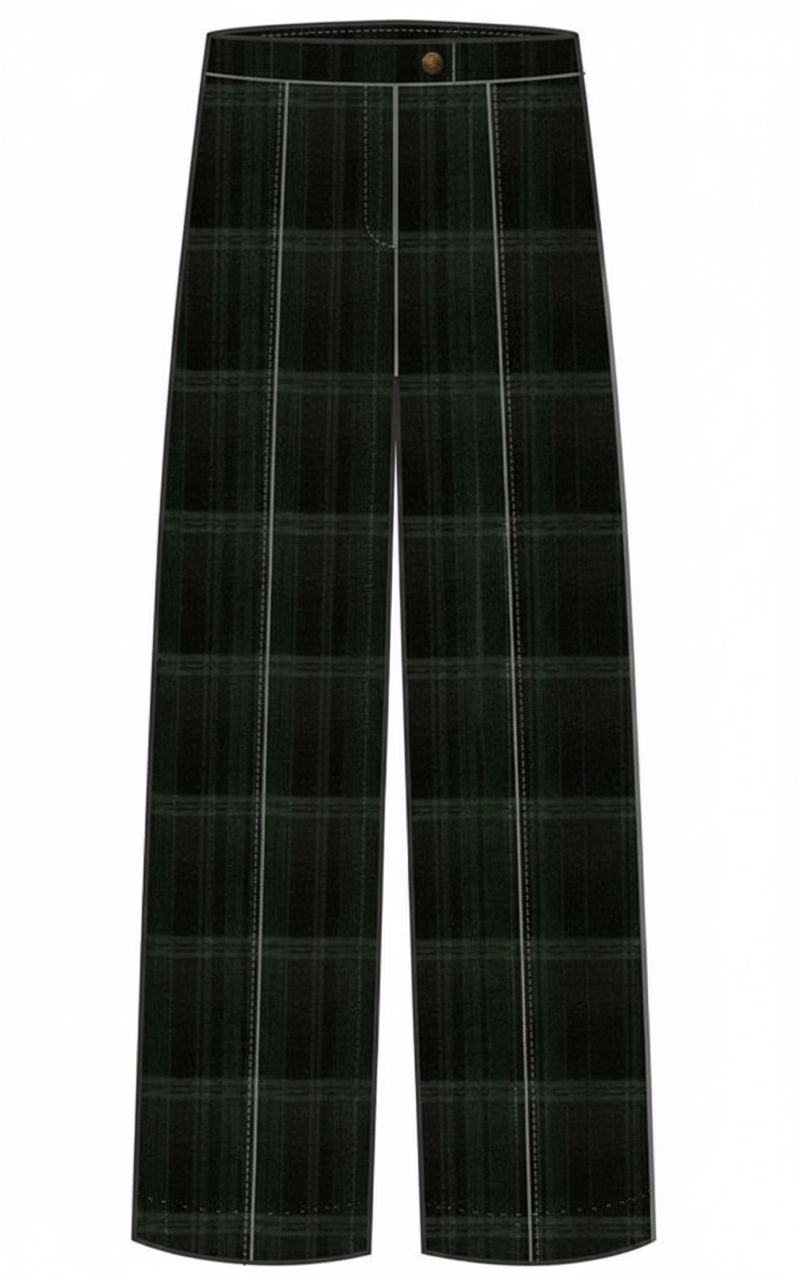 Karierte Hose Damen Schwarz Grün – Wide Leg - Blossom Hair & Fashion