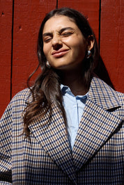 Karierter Mantel lang mit Wollanteil - Blossom Hair & Fashion