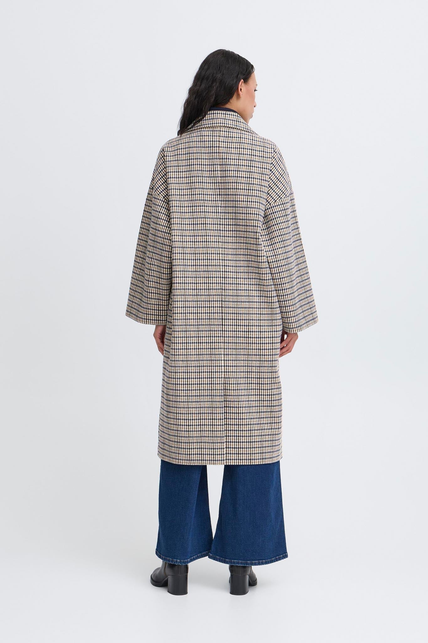 Karierter Mantel lang mit Wollanteil - Blossom Hair & Fashion