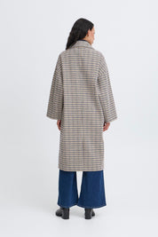 Karierter Mantel lang mit Wollanteil - Blossom Hair & Fashion