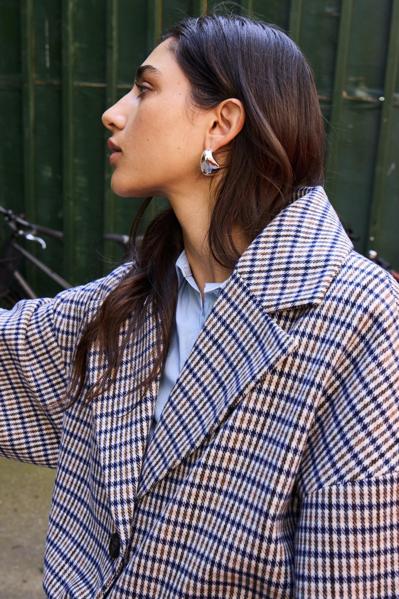 Karierter Mantel lang mit Wollanteil - Blossom Hair & Fashion