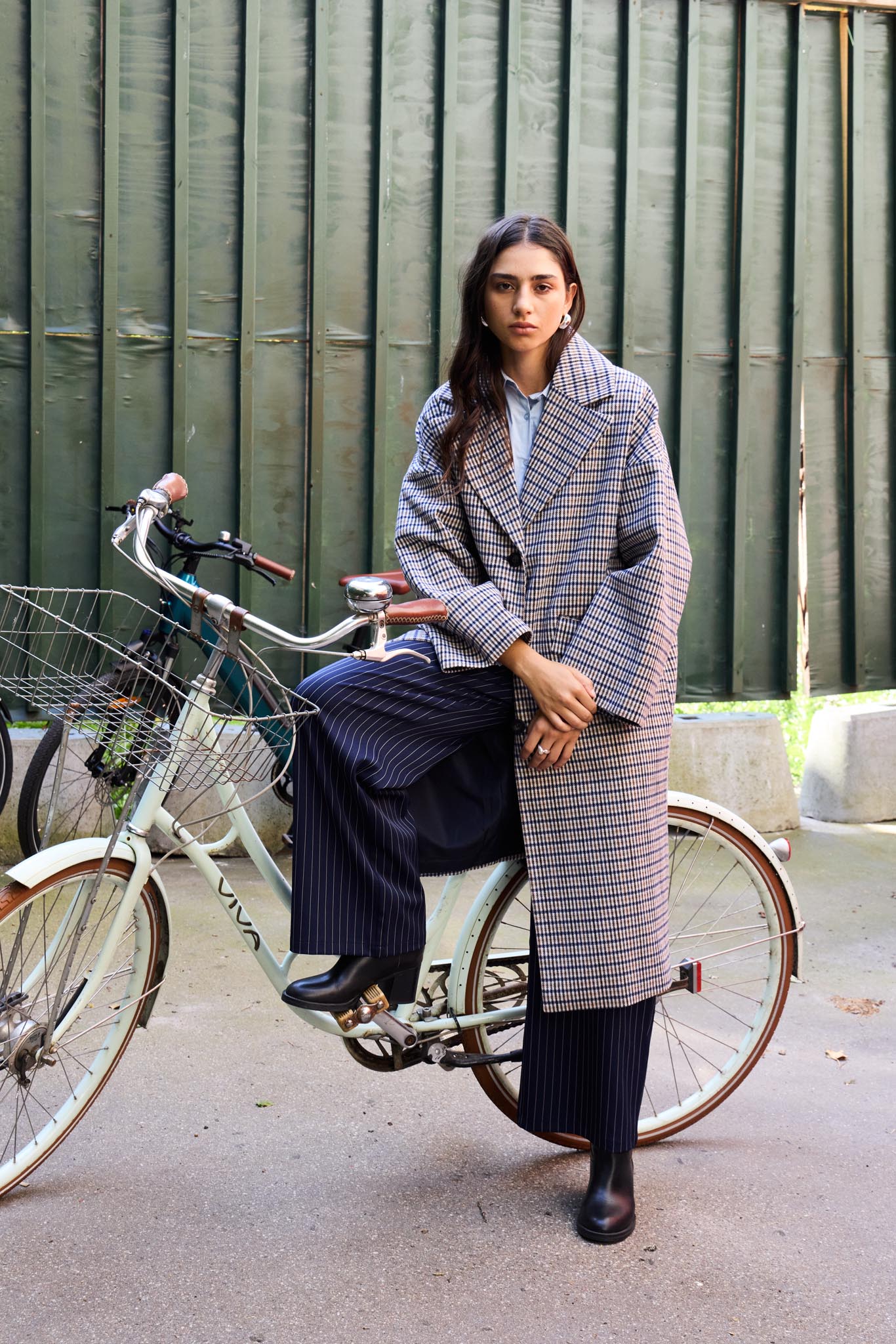 Karierter Mantel lang mit Wollanteil - Blossom Hair & Fashion